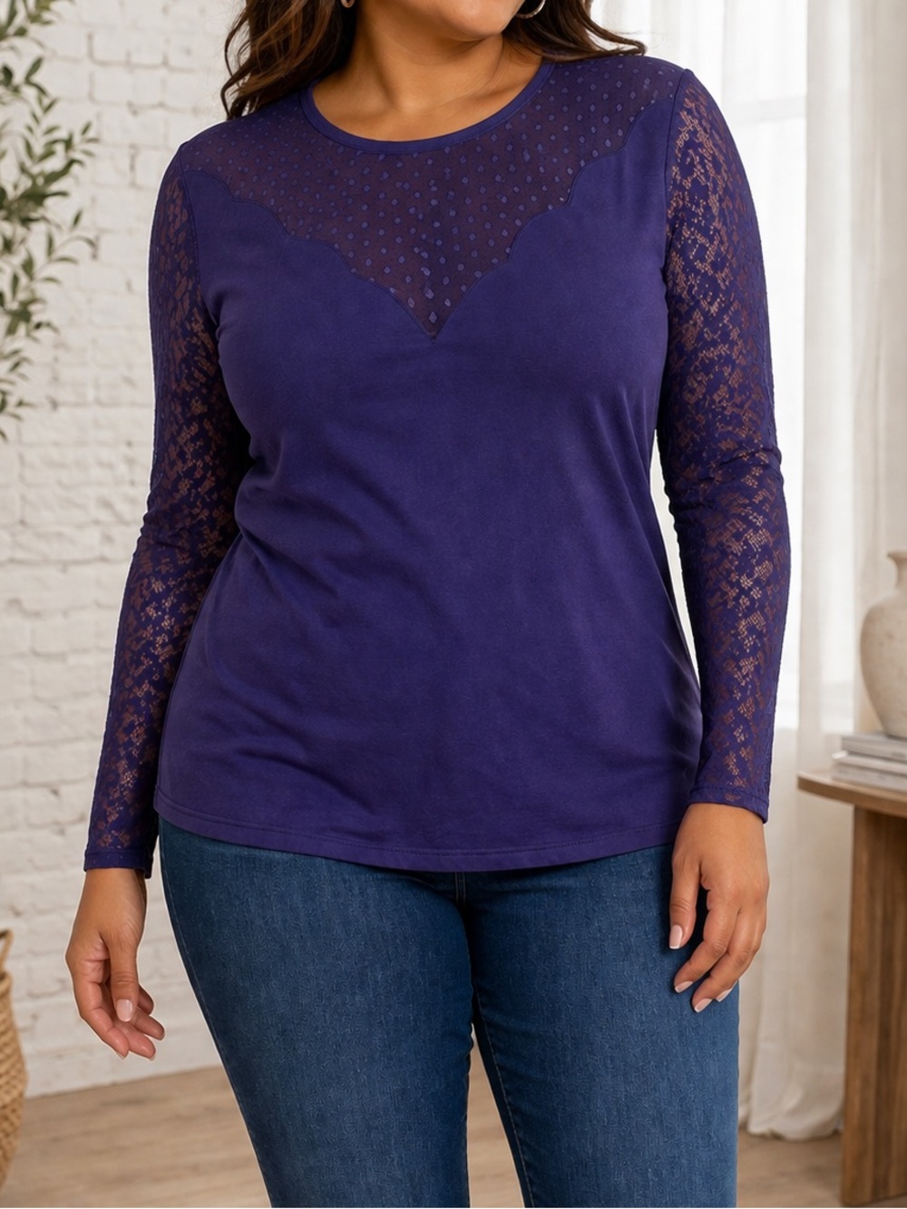 Lane Bryant Lace Mesh Top